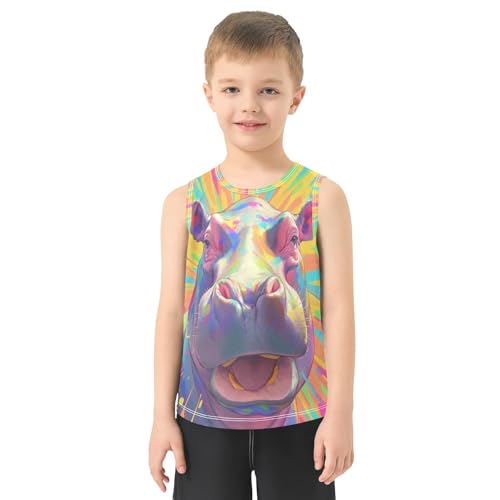 Boys Tank Top Shirts Colorful Tie Dye Animal Sleeveless T-Shirts Crew Neck for Kids Clothing Children2