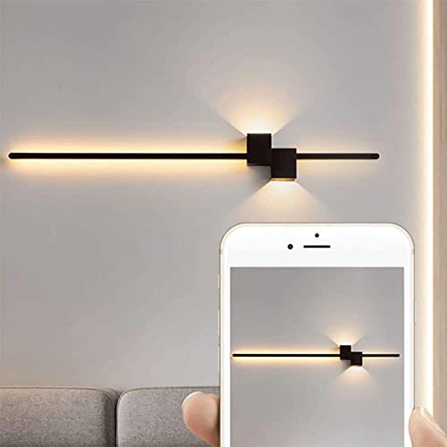 Image of Artica Black Linear LED Long Tube Wall Light | 83CM Up & Down Light Wall Lamp for Bedroom, Bedside, Living Room, Hallway - Modern Sleek Design