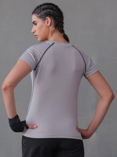 Image of CHKOKKO Women's Compression Gym T-Shirt for Running, Workout, Training, Sports & Activewear | Quick Dry Breathable Stretch Fabric | Body Fit Half Sleeve Athletic Sports Tee for Women