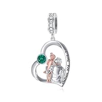 ROMANTICWORK 925 Sterling Silber Vater und Tochter Charms mit Geburtsstein Mai, Papa Tochter Charme Schmuck für Armbänder Weihnachten Geburtstags Valentinstags Geschenke für Tochter