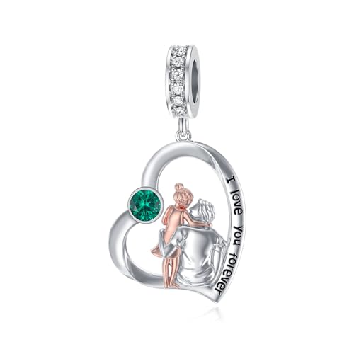 Image of PROESS Father Mother Daughter Charm fit Charms Bracelet Sterling Silver Charms for Bracelets Birthday Valentines Day Gifts for Daughter Mother Lover