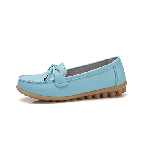 Image of Momuk Women's Penny Loafers Leather Driving Moccasins Slip On Boat Shoes Fashion Comfort Flats
