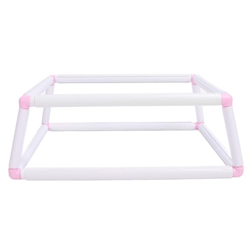 Soporte para marco de bordado con clip de doble capa, soporte para aro de punto de cruz, bastidor de marco de costura manual de plástico con 20 accesorios, para aguja perforadora (Rosa)