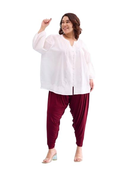 GO COLORS Women's Solid Maroon Patiala Pants