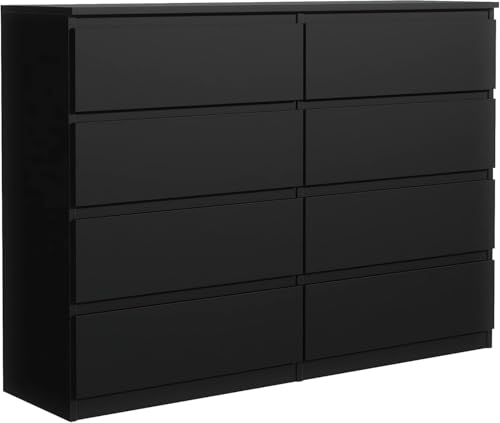meble masztalerz Kommode Schwarz Matt mit 8 Schubladen - 120 x 101,5 x 39 cm - Sideboard Wohnzimmer,...