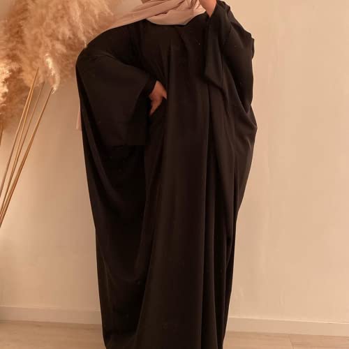Burkas For Women Muslim Hijab Dress Solid Abaya Muslim Prayer Dress Islamic Maxi Gown Kaftan With Hijab Scarfs Dubai Full Length Dress Eid Formal Gown 2-Piece Prayer Set Black 2Pcs One Size #TOP2