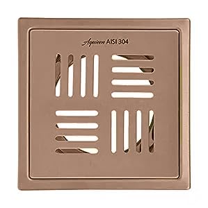 Aquieen Stainless Steel Floor Grating 6x6 Inches | Shower Drain Jali with Electro-Coated Brushed Rose Gold Finish | Durable and Elegant Bathroom and Kitchen Drain Cover | Modern Floor Waste Solution