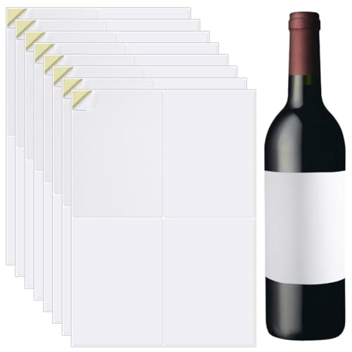 Beebeecraft 80Pcs 20 Sheets Wine Bottle Labels Printable White Glossy 6x4 Inch Printable Sticker Paper Sheets Self-Adhesive Stickers for Classic Bordeaux Burgundy and Champagne Bottles (80 Labels)