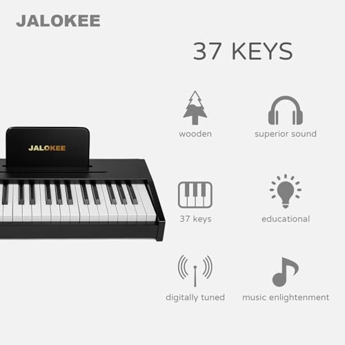 JALOKEE Kids Piano Keyboard, Digital Piano for Kids, Music Educational Instrument Toy, Wood Toy for 3+ Girls and Boys (Black, 37 Keys) by JALOKEE - Image 2