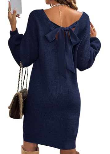 Robe pull tricoté premium dos nu : l'élégance du col V raffiné