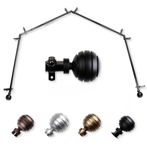 Dipper 13/16 4-Sided Bay Window Curtain Rod - Black
