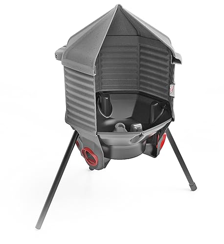 Poultry Feeder - 80 lb Capacity - Adjustable Height - UV Stable - Weather Resistant - 8 Feed Ports - Silo Shaped Design - Rust-Proof - Intended for Chickens/Ducks/Turkeys - Made in USA