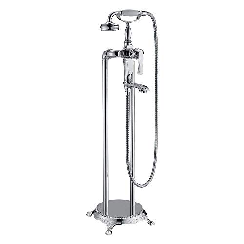 SnamicE Grifo de bañera Independiente con Ducha de Mano, Mezclador de Ducha de latón, Juego de grifería Monomando para bañera, Color Oro Rosa y Cromo.,Chrome
