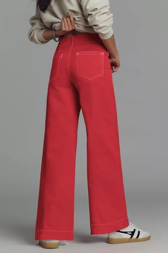 Allimy Womens High Waist Front Seamed High Rise Wide-Leg Jeans Straight Leg Loose Washed Long Full Length Jeans3