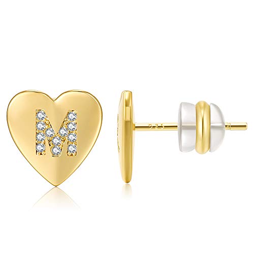 AoedeJ 14K plaqué or coeur boucle d'oreille initiale Cover