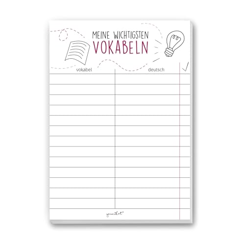 younikat 1 Notizblock Vokabeltrainer I dv204 I DIN A 5 I Vokabelheft gebunden universal für Grundschule Abitur Realschule