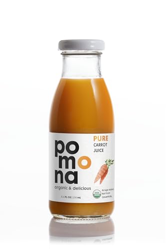 Image of Pomona Organic Carrot Juice, Cold Pressed USDA Organic Juices, 100% Carrots, No Added Sugar, Not From Concentrate, Vegan, Kosher, Non GMO, Pasteurized, 8.4 Ounce (Pack of 12)