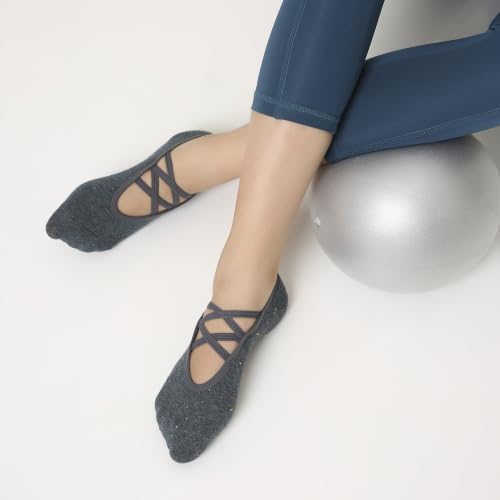 Image of Mint & Oak Pilates Socks with Grips for Women, Ankle Length Non-Slip Yoga Socks, Cotton Ideal For Yoga, Pilates, Gym, Workout, Cute Women's Gift