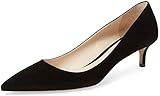 YDN Women Comfortable Pointed Toe Pumps Low Kitten Heel Dress Party Shoes for Office Lady Soft Suede Black Size 9 US