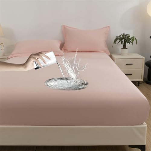 Lirzxin Juego de sábanas bajeras de algodón lavado de 3 piezas para cama individual de la UE, sábana bajera ajustable con dos fundas de almohada, resistente a la decoloración, fácil cuidado, naranja