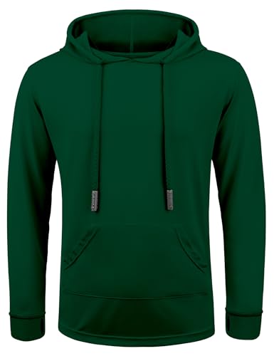 Image of Boys Hoodie Rash Guard Swim Shirts Kids Long Sleeve Hoodie UPF 50+ Sun Protection SPF Fishing Shirts Thumb Holes Grass Green 6-8Y