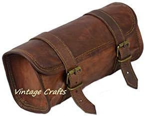 vintage crafts Genuine Goat Leather Motorcycle 2 Strap Buckle Closure Tool Brown Bag Quick Release Clasp Reinforced for Handlebars,Forks, Sissy Bar - 25cm