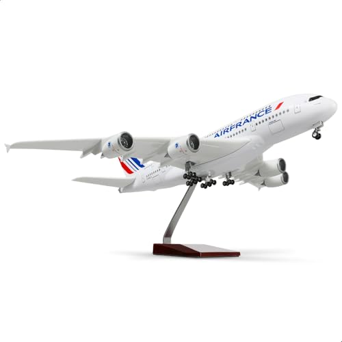 QIYUMOKE 1/160 A380 18 Pouces Grand Modèle d'avion Moulé pour Air Francesous Pression avec Support Sky Jumbo Airliner Modèles d'avion Kit de Modèle de...