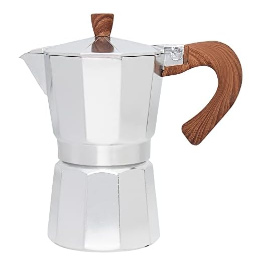 Mimo Style Cafeteira Italiana Moka de Alumínio Com Alça de Bambu Para 6 Cafezinhos, Capacidade 300 ml, Express Coffee