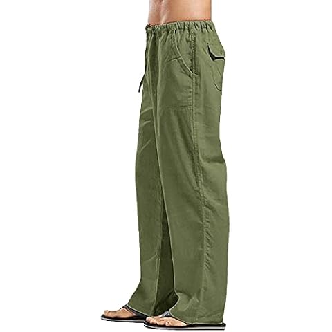 YAOHUOLE Men's Relaxed Fit Linen Trousers Cover