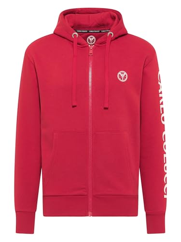 Carlo Colucci Sweatjacke mit Logoschriftzug Rot L
