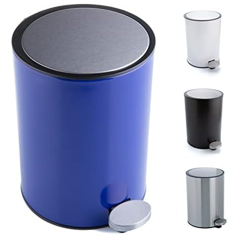 Bamodi Cubo de basura para baño de acero inoxidable, 3 L, azul Cover