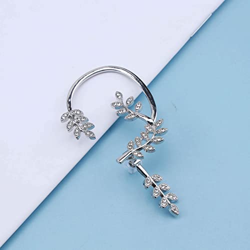 Yheakne Boho Cz Leaf Ear Climber Earrings Silver Crystal Leaf Ear Wraps Earrings Vintage Leaf Cuff Earrings Branch Crawler Earrings Jewelry For Women And Girls (Silver) #TOP4