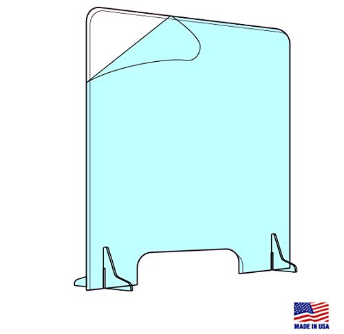 Protective Sneeze Guard – 30”W By 36”H - Clear Acrylic Plexiglass Shield For Counter, Reception Desk, Next-Day Shipping, ¼” Thick, 4"X15" Pass Thru Opening #TOP5