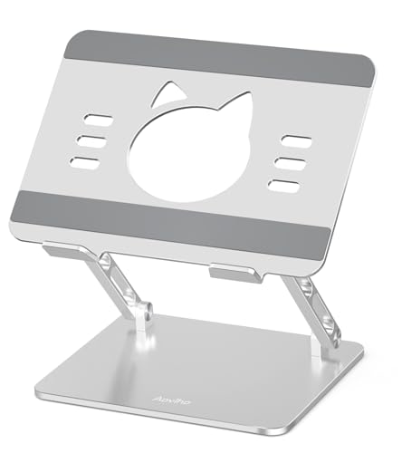 Aoviho Laptop Stand for Desk &ndash; Adjustable Aluminum Laptop Riser with Unique Cat-Shaped Cooling...