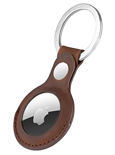 Genuine Leather AirTag Keyring Holder for Apple AirTags. Anti-Lost