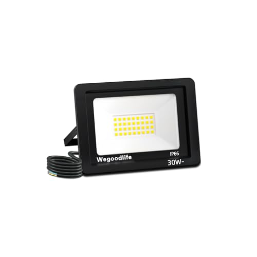 Wegoodlife 30W LED Floodlight Outdoor, Super Bright 2335LM Security Lights, 3000K Warm White Outdoor Wall Light