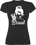 Shirt Damen - JGA Junggesellenabschied Frauen - Braut mit Ring weiß - S - Schwarz - Braut Tshirt junggesellenabschied schwarz - L191