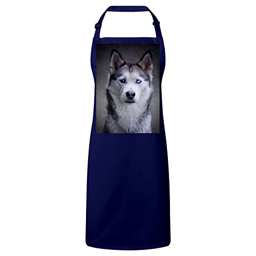Tablier de cuisine premium Husky tissu haut de gamme bleu marine résistant