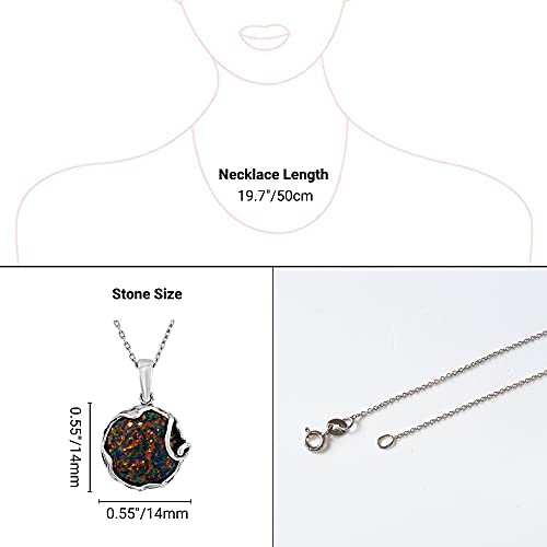 925 Sterling Silver Black Fire Opal Vintage Style Large Pendant; Libra October Birthstone; Dainty Black Stone Pendant; Handmade Antique Style Black Opal Necklace For Classy Women #TOP7