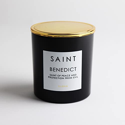 Saint Benedict Scented Candle With Prayer, Prayer Coin, And Holy Oil, Saint Of Peace And Protection From Evil, Soy Coconut Aromatherapy Candle With 50 Hour Burn Time #TOP2