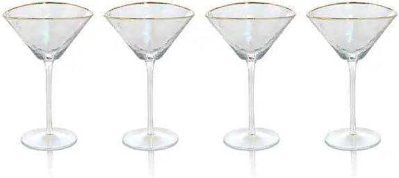 Bec's Designs Martini Glasses Set of 4 – Hand‑Hammered Triangular Design with Gold Rim – Elegant Crystal Cocktail Glassware for Parties, Gifts & Home Bar - Image 2
