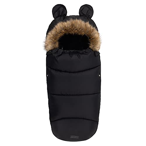 Momi Saco Infantil de 45 x 95 cm para Cochecito, para cinturón de Seguridad de 3 Puntos y 5 Puntos, Ideal para Cochecito, Asiento de Coche Infantil, capazo y Trineo, Capucha con Ribete de Pelo
