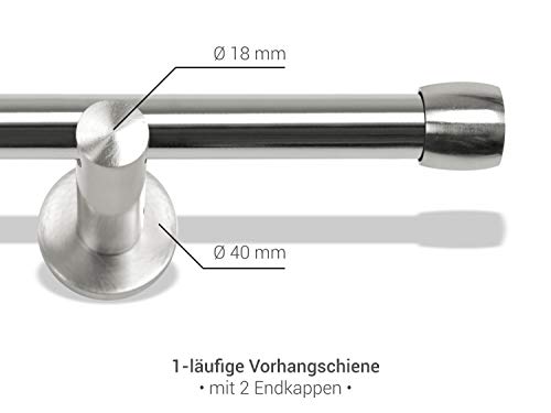 npluseins Gordijnroede/telescoop 1-loops 13/16 set accessoires 1569.2259, ca. 160-310 cm, kogel chroom