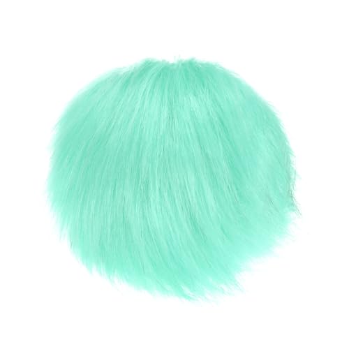 M METERXITY 1-Pack Faux Fur Pom Poms, 5.9 Inch/ 15 cm Soft Fluffy Pompoms Balls with Elastic Loop for Hats/Bags/Keychains/Knitting Accessories/DIY Crafts [Mint Green]