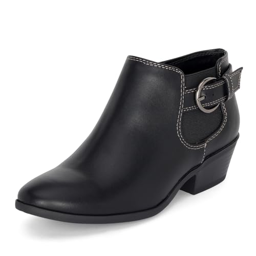 Chariot & Co: Kiki - Womens Western Chelsea Round Toe Ankle Boots - Adjustable Buckle Stacked Heel Booties3