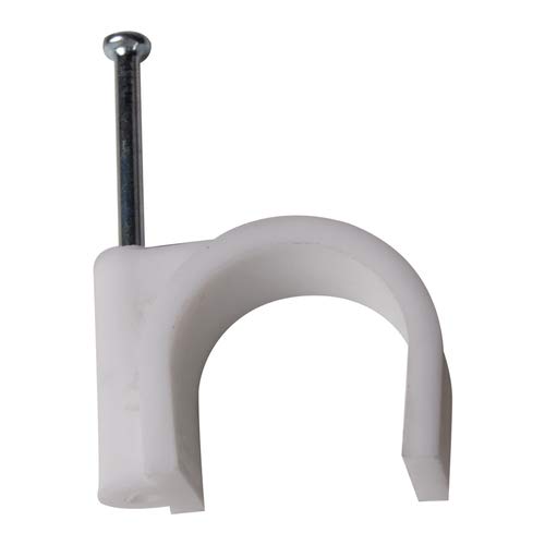 Elegant Casa Cable Clip with Galvanized Metal Nail Loop Clamps for Wire Plastic Circle Hook, Wall Self Wire Holder Cord Organizer Management Cable Binder Strap Size 20 Mm 100 Pieces Pack, Color White
