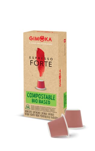 Gimoka Mezcla de Café Espresso Forte, intensidad 11-100 Cápsulas compostables - Compatibles con Máquinas de Café Nespresso* para uso doméstico - Producido en Italia - 10 paquetes de 10