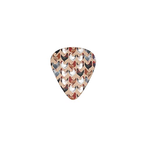 ニワトリ パターン デザインギターピック guitar pick ティアドロップ型 エレキギター/アコースティックギター/クラシックギター/ベース等の練習に最適な12枚セット