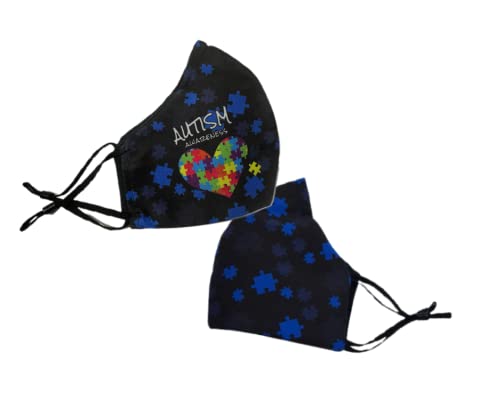 Autism Awareness Face Mask Ausome Adjustable Ear Loops Double Layer (Autism Awareness)