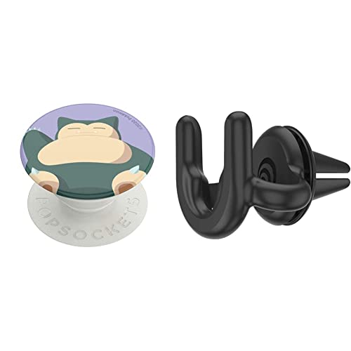 ââââPopSockets: Phone Grip with Expanding Kickstand, Pop Socket for Phone Snorlax Knocked (Gloss) & Car Vent Mount Black